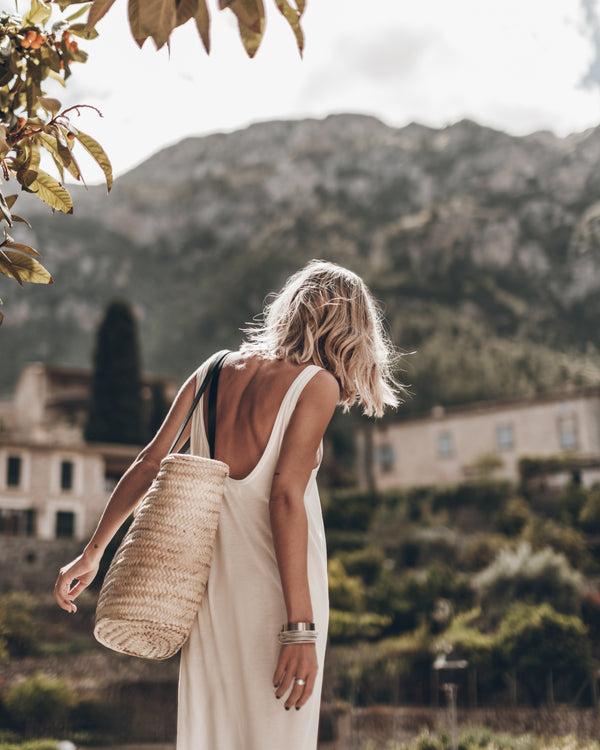 Mikuta The White Low Back Base Tank Dress