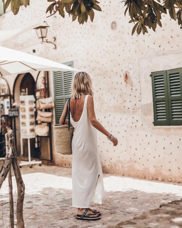 mikuta The White Low Back Base Tank Dress