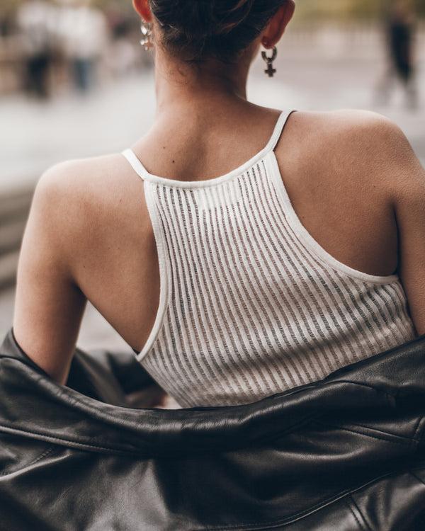 Mikuta The White Striped Relaxed Tank Top