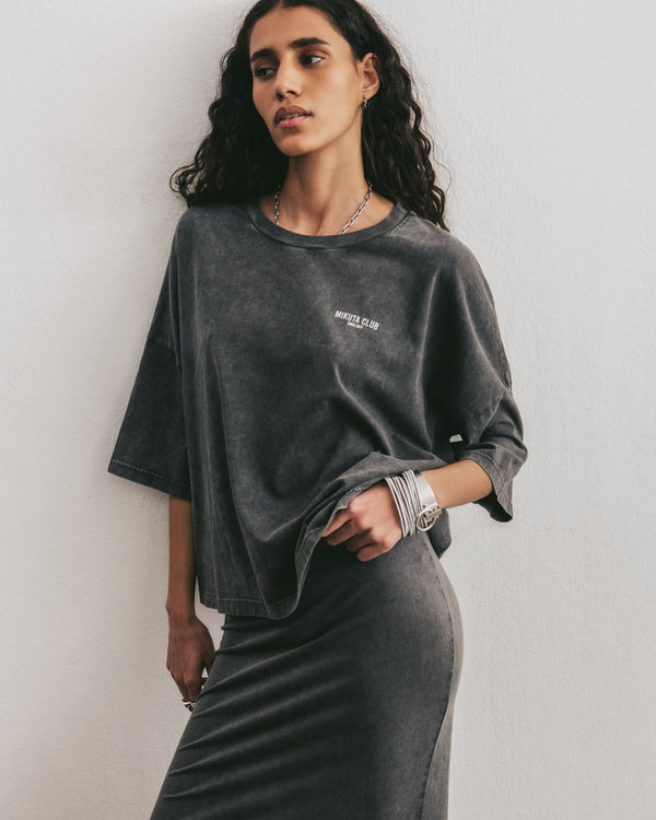 Mikuta The Dark Faded Mikuta Club Loose Cotton T-Shirt