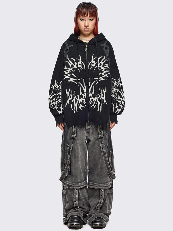 Minga London Abyx Knitted Zip-Up Hoodie