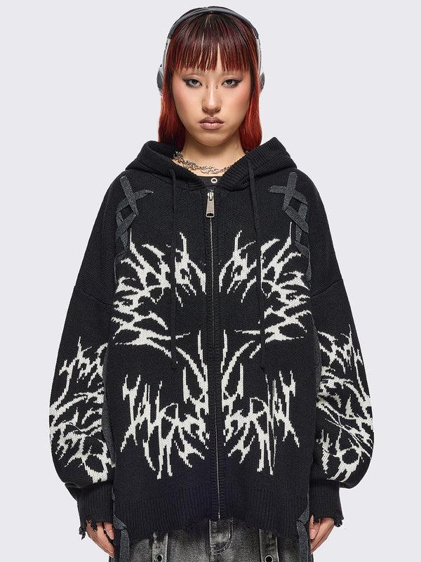 minga london Abyx Knitted Zip-Up Hoodie