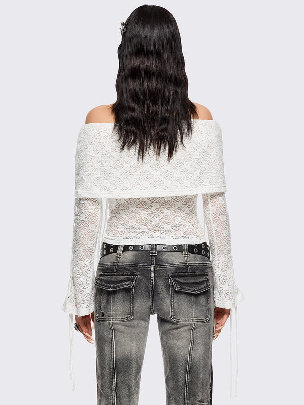 Minga London Amy Lace Off-Shoulder Top