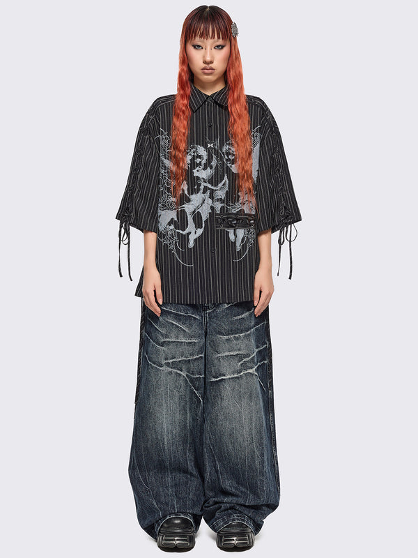 Minga London Angels Black Striped Shirt