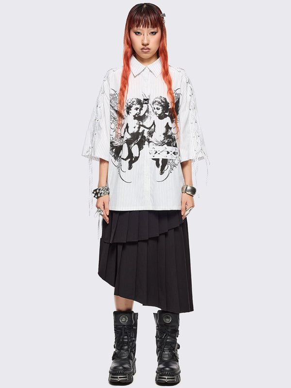 Minga London Angels White Striped Shirt