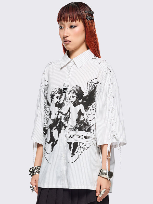Minga London Angels White Striped Shirt