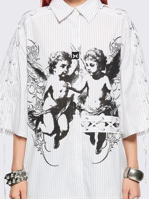 Minga London Angels White Striped Shirt