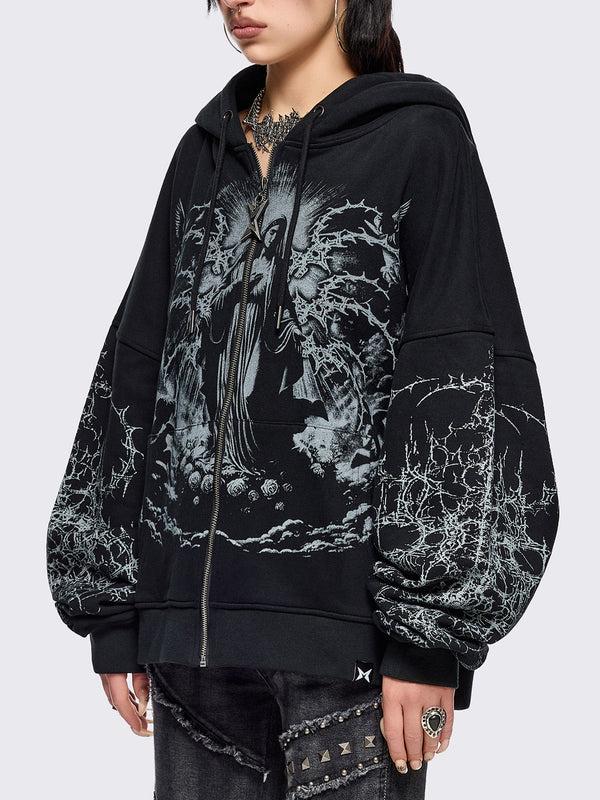 Minga London Ascension Black Zip Up Hoodie
