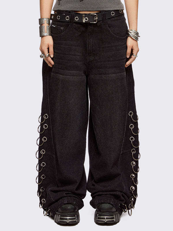 minga london Beck Eyelet Super Baggy Jeans
