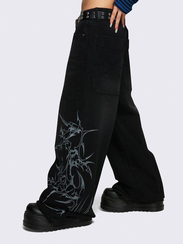 Minga London Blaze Graphic Baggy Jeans