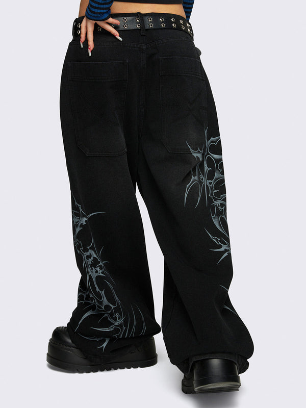 Minga London Blaze Graphic Baggy Jeans