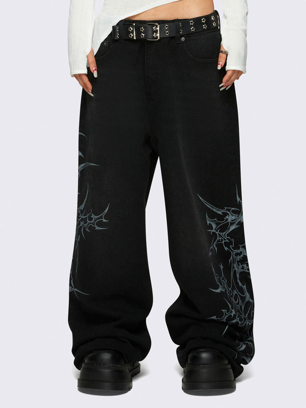 minga london Blaze Graphic Baggy Jeans
