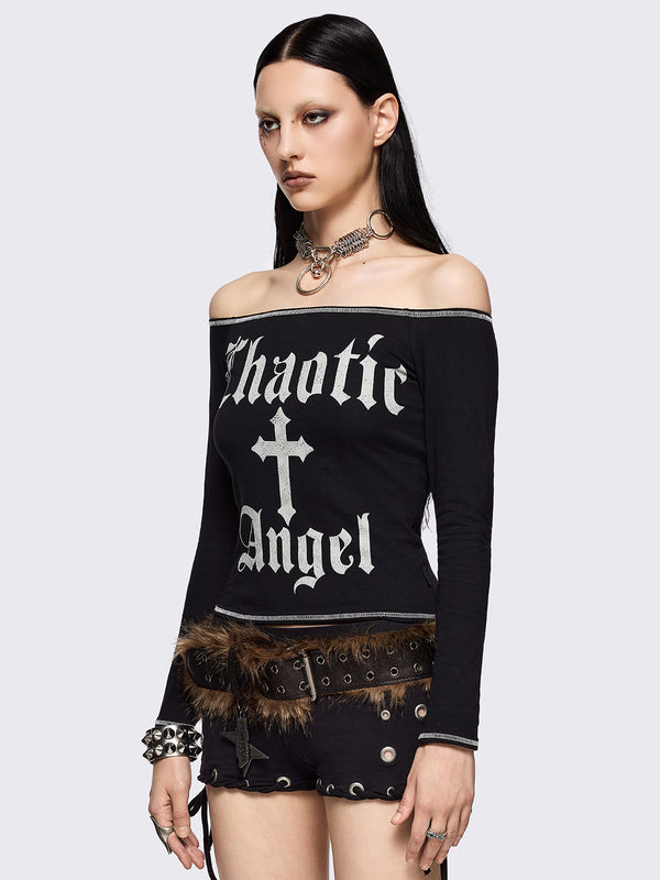 Minga London Chaotic Angel Off-Shoulder Top