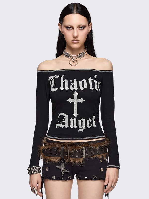 minga london Chaotic Angel Off-Shoulder Top