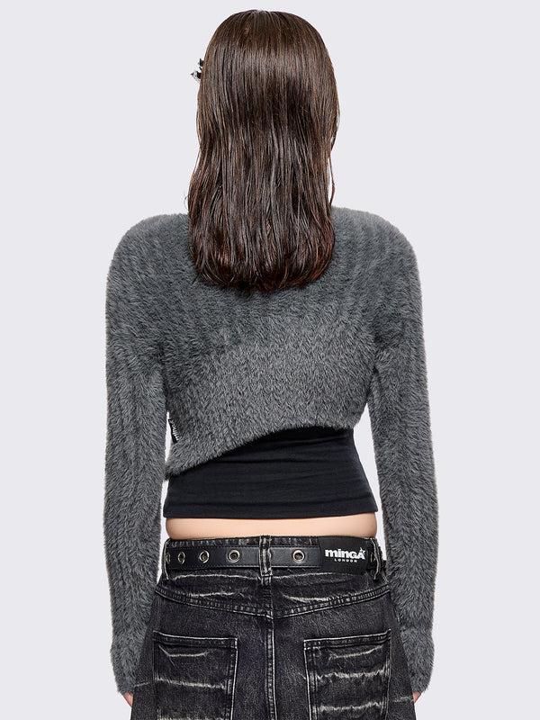 Minga London Demi Grey Cut-Out Sweater