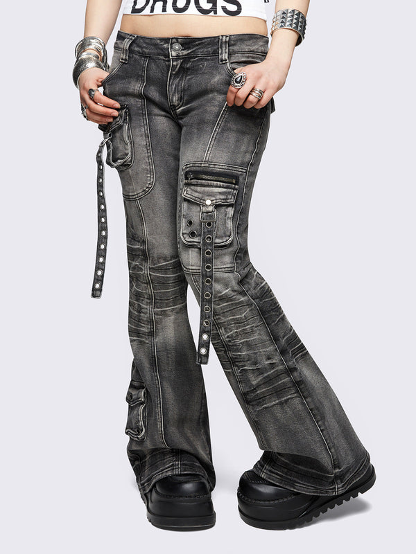 Minga London Elsie Black Flared Jeans