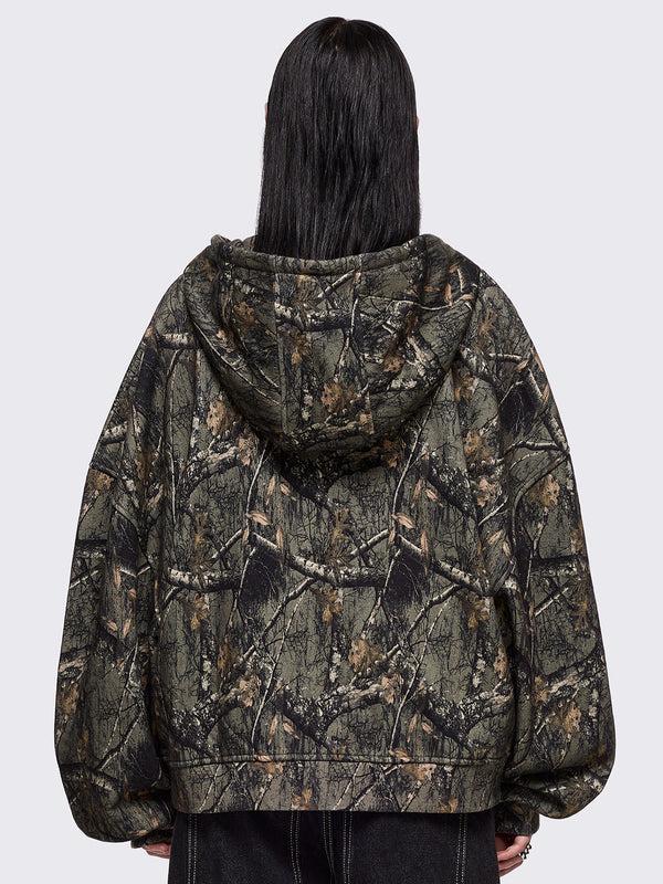 Minga London Forest Tree Camo Zip Up Hoodie
