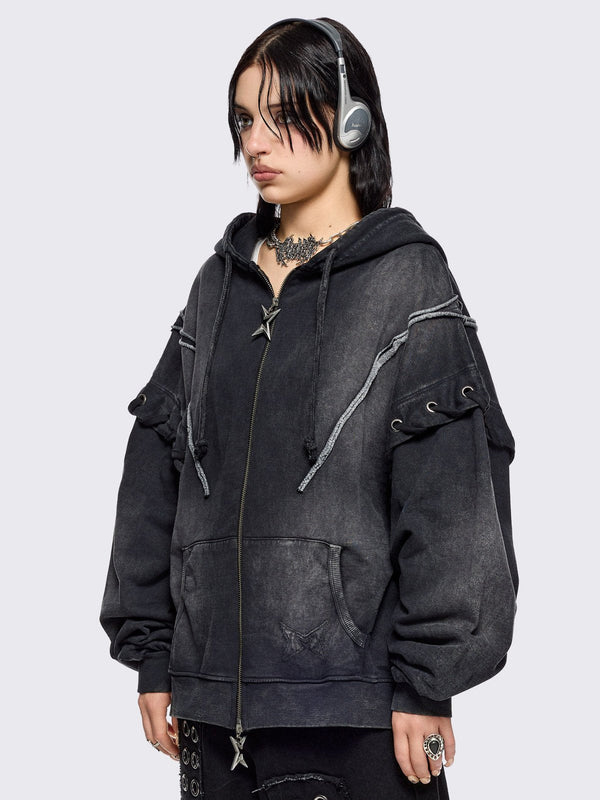 Minga London Ghost Washed Zip Up Hoodie