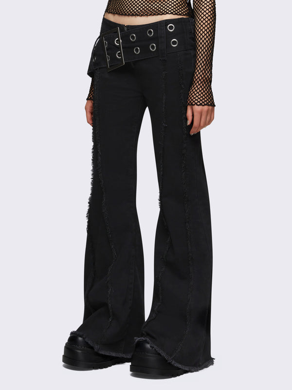 Minga London Gia Belted Flared Jeans