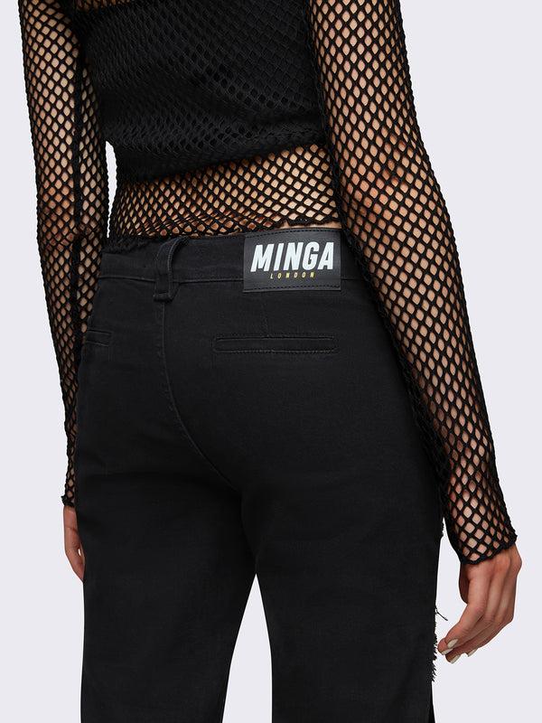 Minga London Gia Belted Flared Jeans