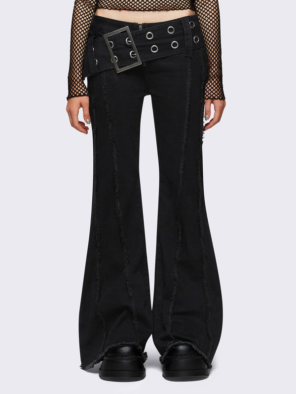 minga london Gia Belted Flared Jeans
