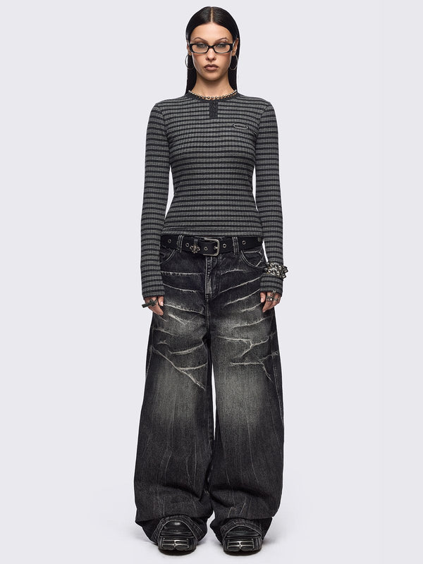 Minga London Graphite Striped Top