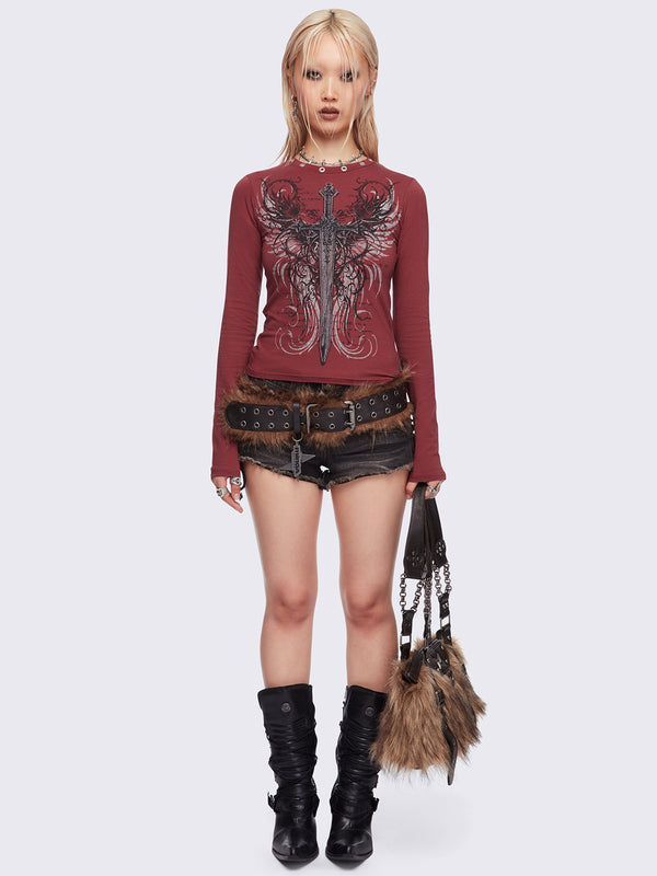 Minga London Graveborn Burgundy Top
