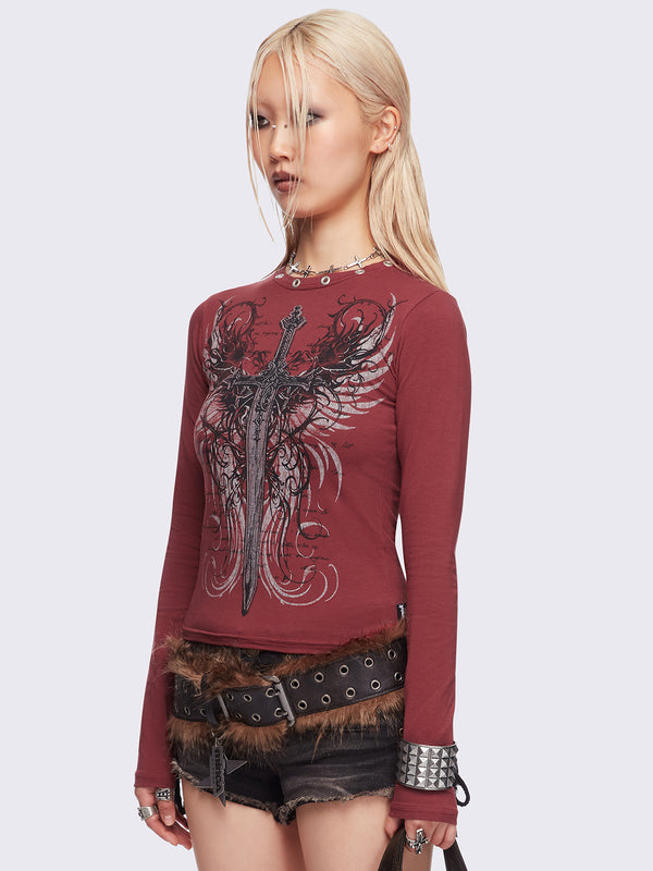 Minga London Graveborn Burgundy Top