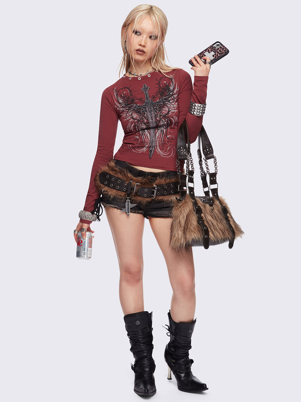 Minga London Graveborn Burgundy Top