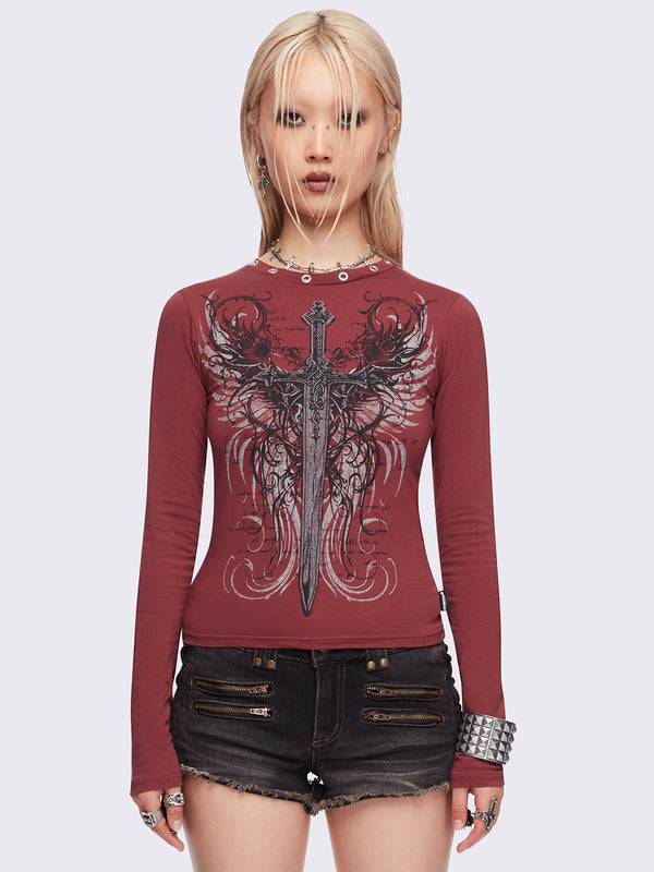 minga london Graveborn Burgundy Top