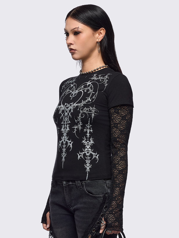 Minga London Heartbreaker Layered Baby Tee