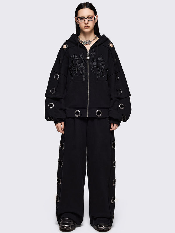 Minga London Hexa Black Zip Up Hoodie