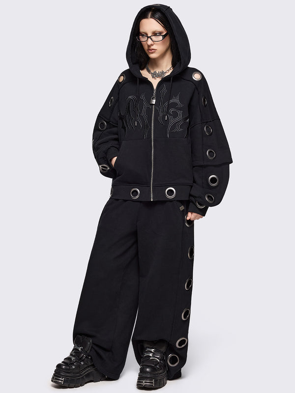 Minga London Hexa Black Zip Up Hoodie