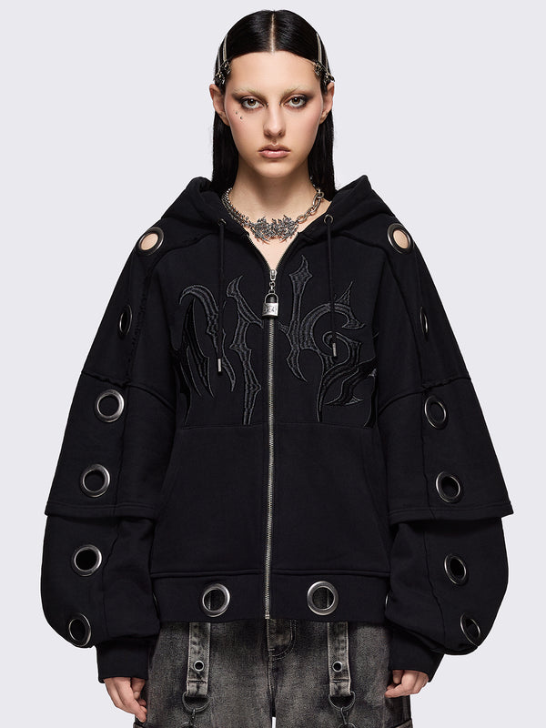 minga london Hexa Black Zip Up Hoodie