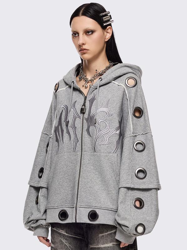 Minga London Hexa Grey Zip Up Hoodie