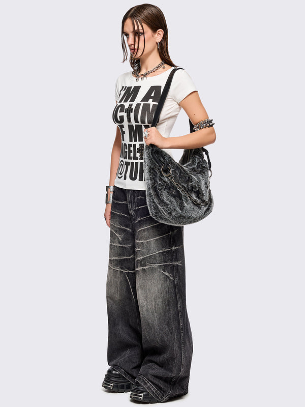 Minga London Ink Furry Shoulder Bag