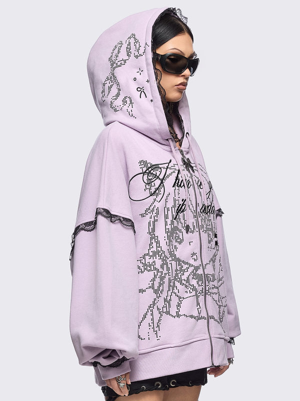 Minga London Ip Address Pink Zip Up Hoodie