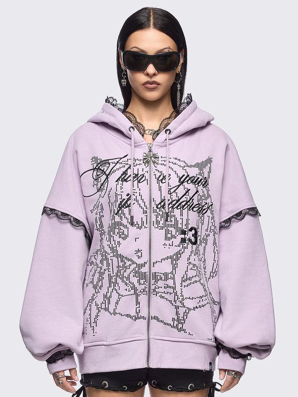 minga london Ip Address Pink Zip Up Hoodie