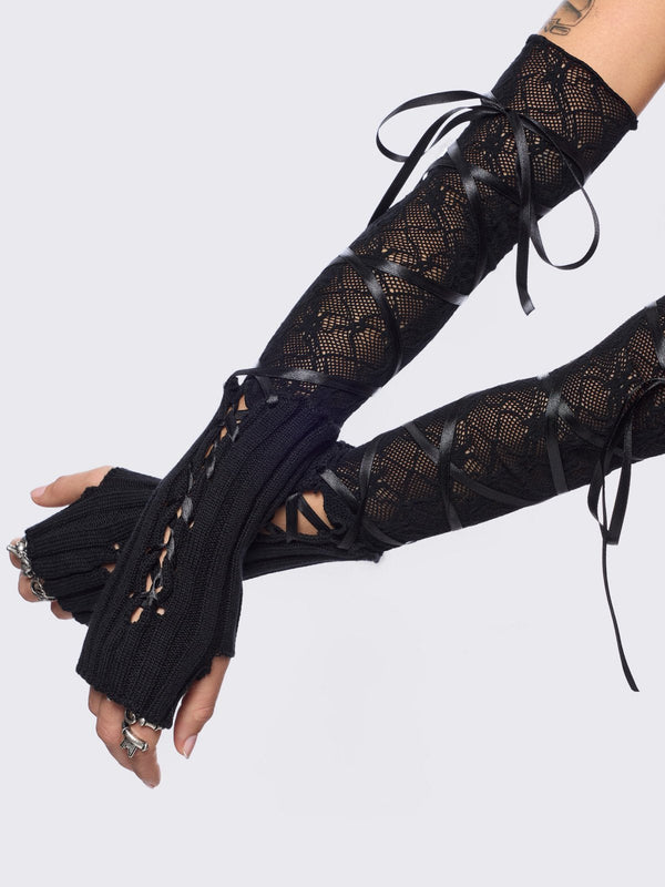 Minga London Lacette Black Arm Warmers