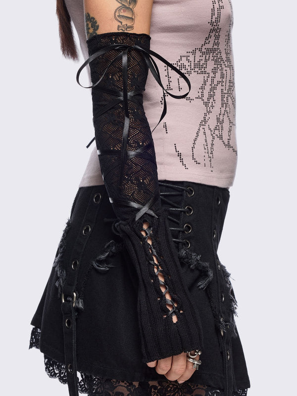 Minga London Lacette Black Arm Warmers