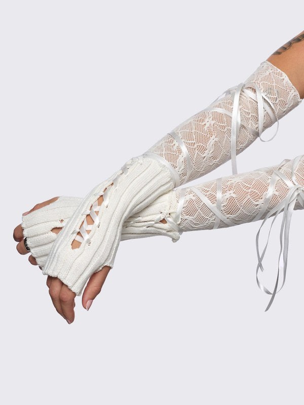 minga london Lacette White Arm Warmers