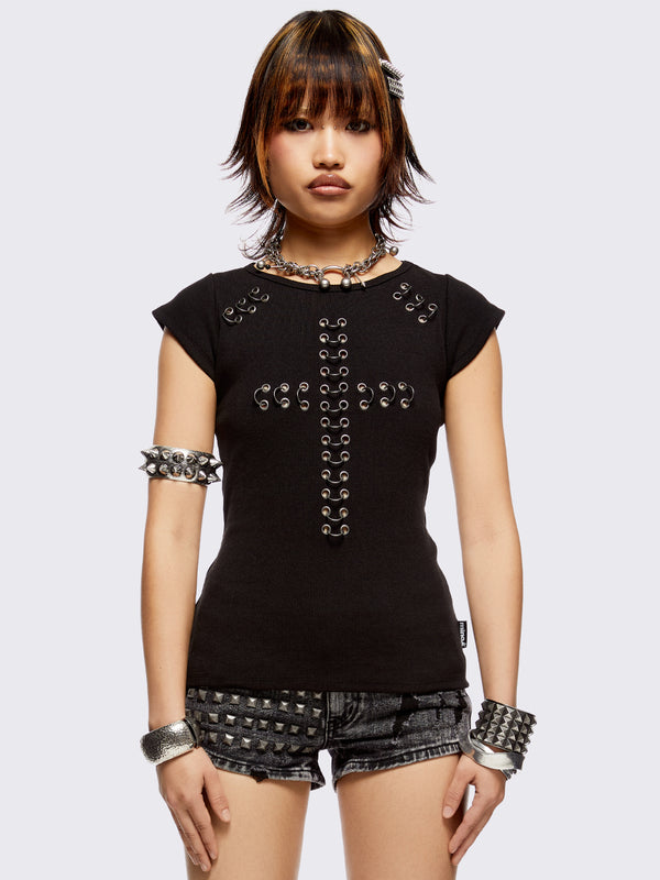 minga london Metal Mercy Baby Tee