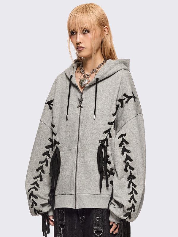 Minga London Mia Grey Zip Up Hoodie
