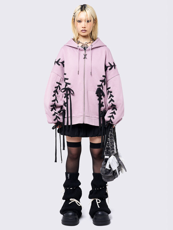 Minga London Mia Pink Zip Up Hoodie