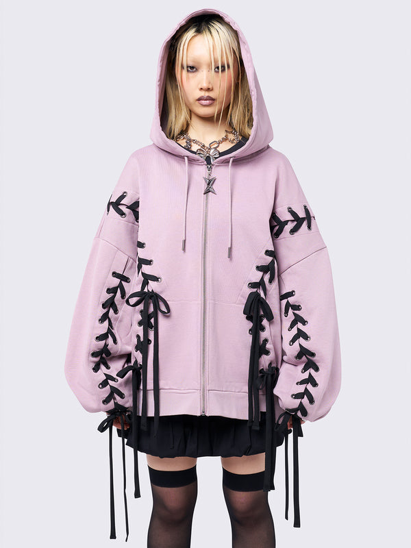 Minga London Mia Pink Zip Up Hoodie