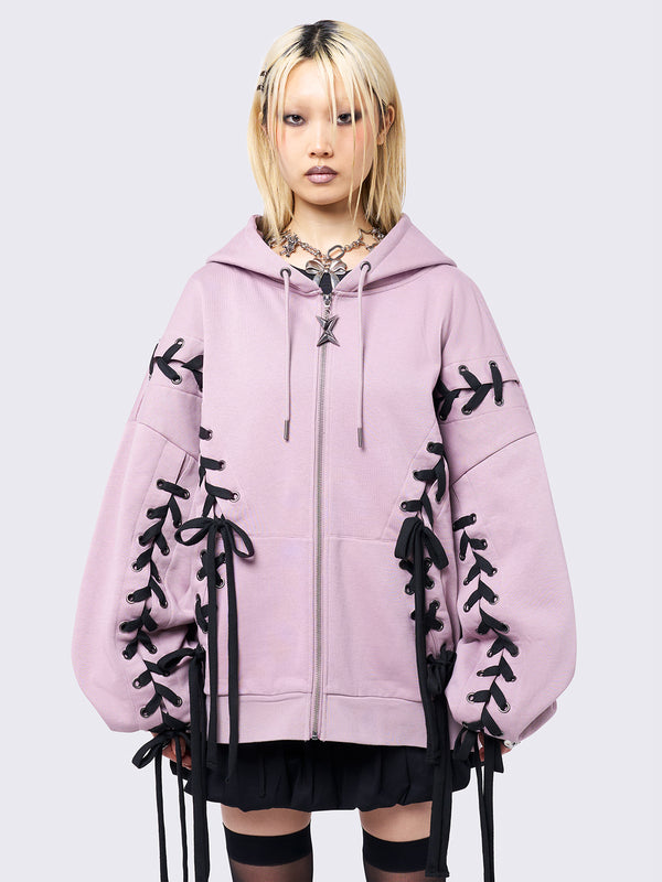 minga london Mia Pink Zip Up Hoodie