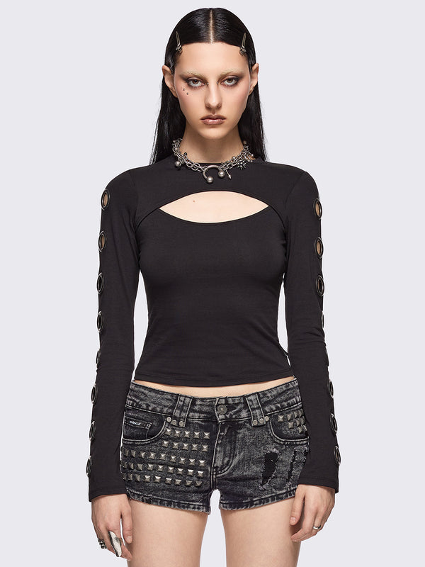 Minga London Moxie Black Cut-Out Top
