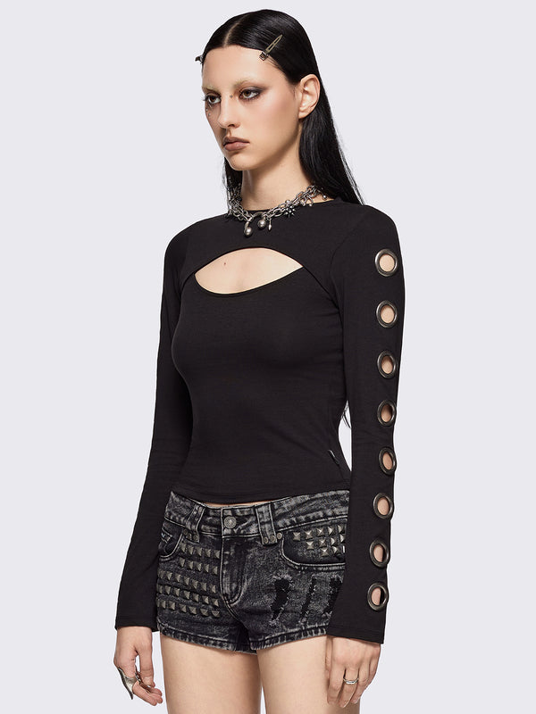 minga london Moxie Black Cut-Out Top