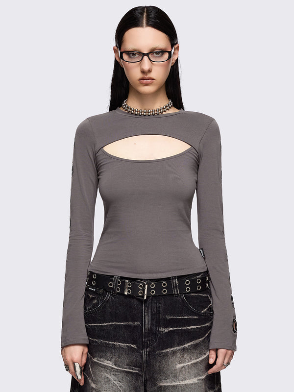 Minga London Moxie Grey Cut-Out Top