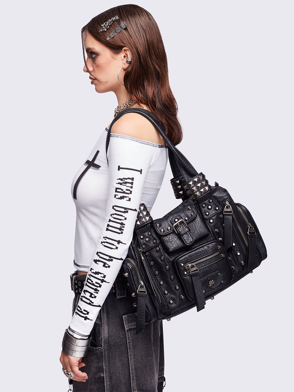 Minga London Myrrh Black Vegan Shoulder Bag